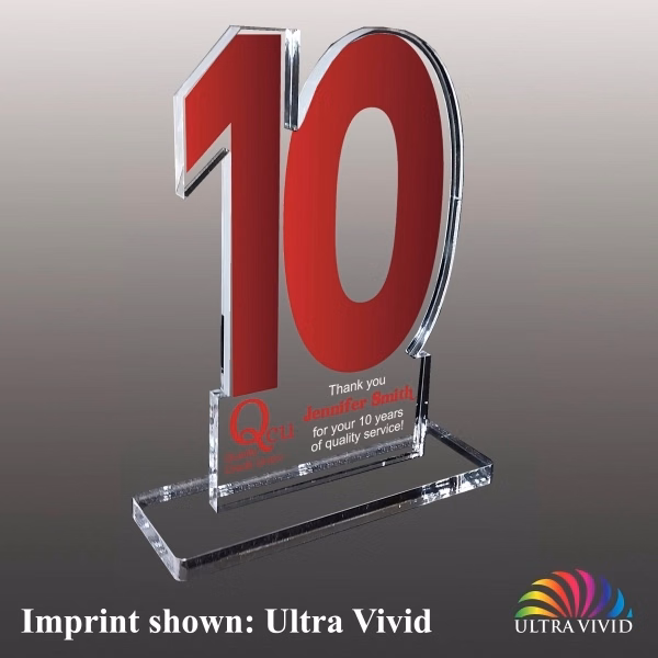 Number Ten Shaped Acrylic Award - Ultra Vivid Color