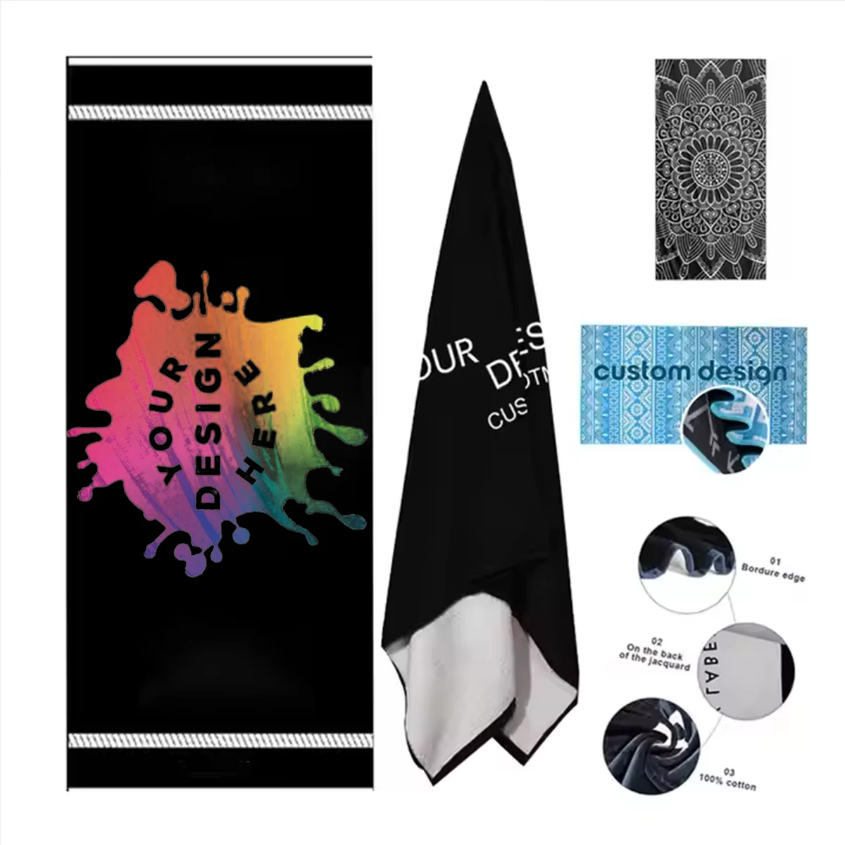 MOQ 10pcs Promotional Velvet Jacquard Beach Towel 1