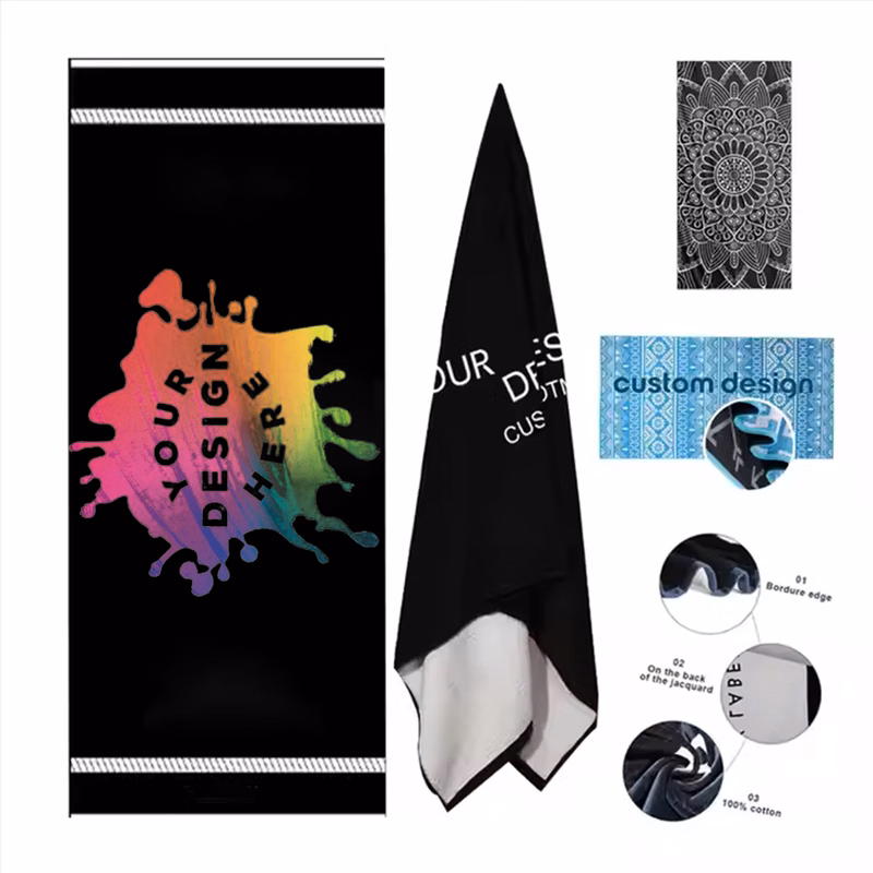 MOQ 10pcs Promotional Velvet Jacquard Beach Towel