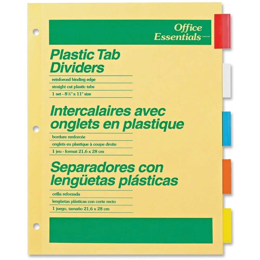 Insertable Index Dividers - 5 Count 5 Colored Tabs 1