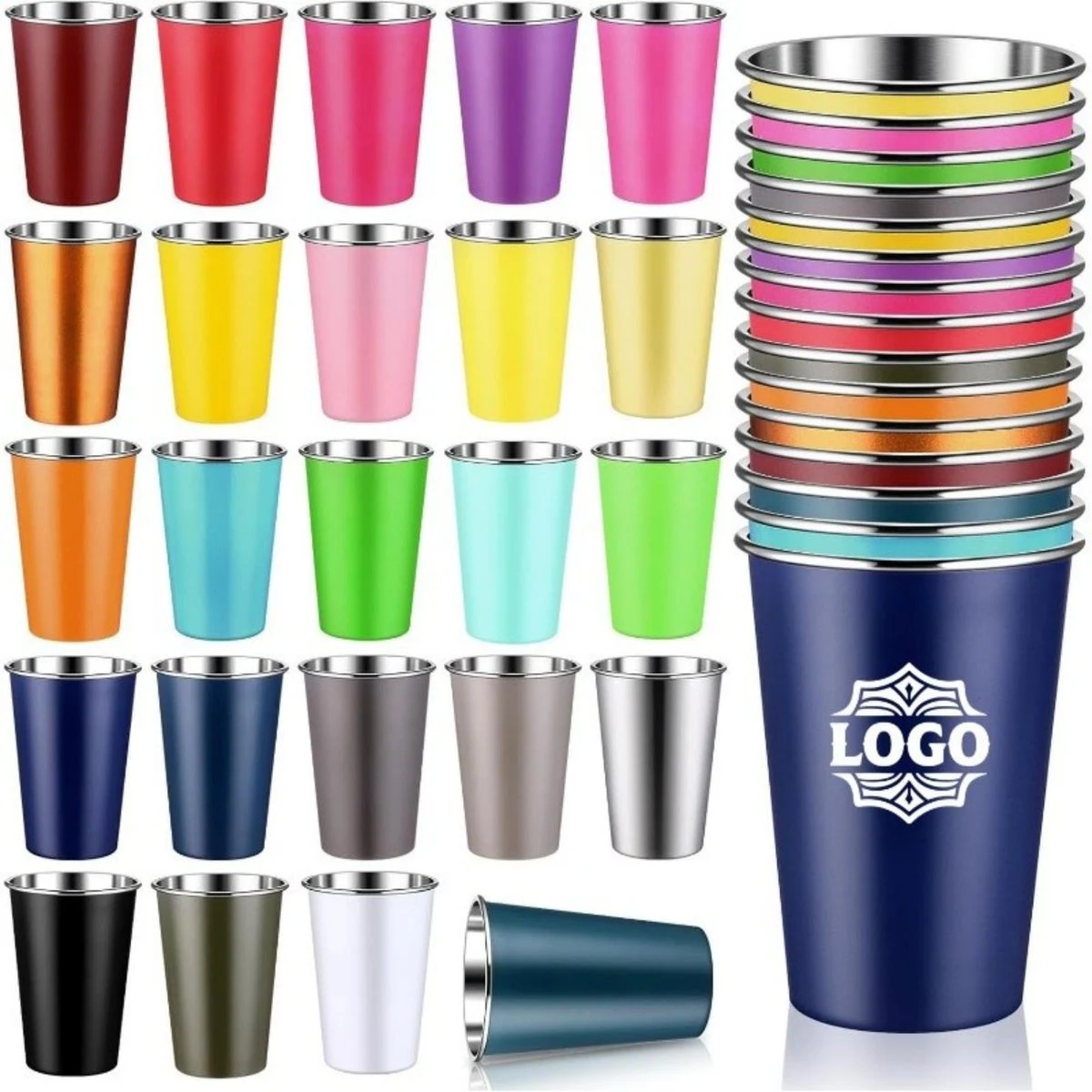 16 oz Stackable Stainless Steel Pint Cup 1