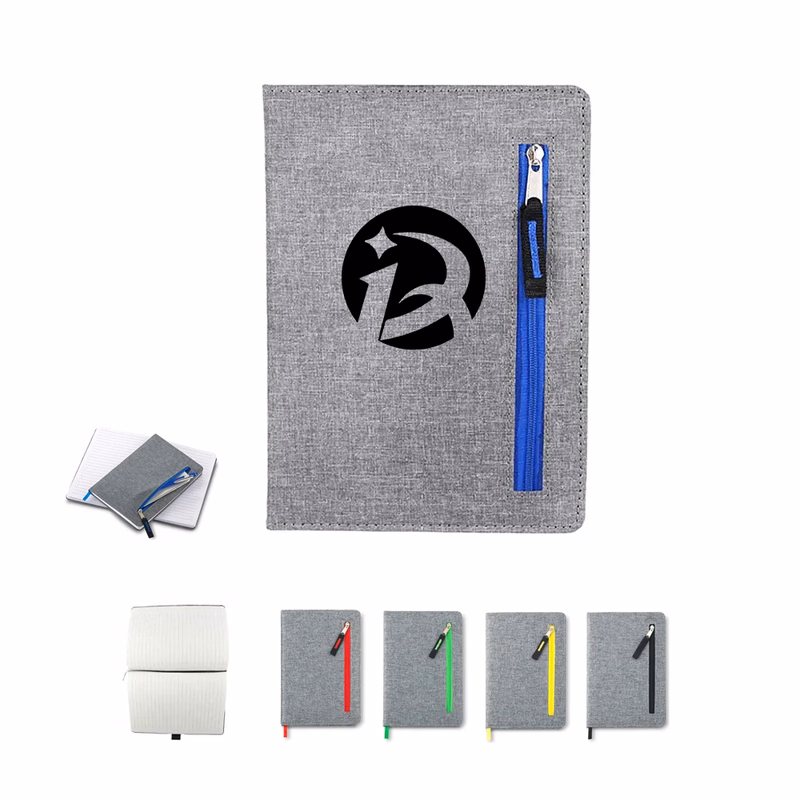 Fabric cover notebook with zipper pocket