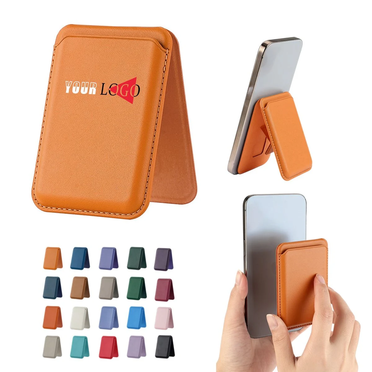 Magnetic Leather Card Holder Phone Stand Wallet 2-in-1 1