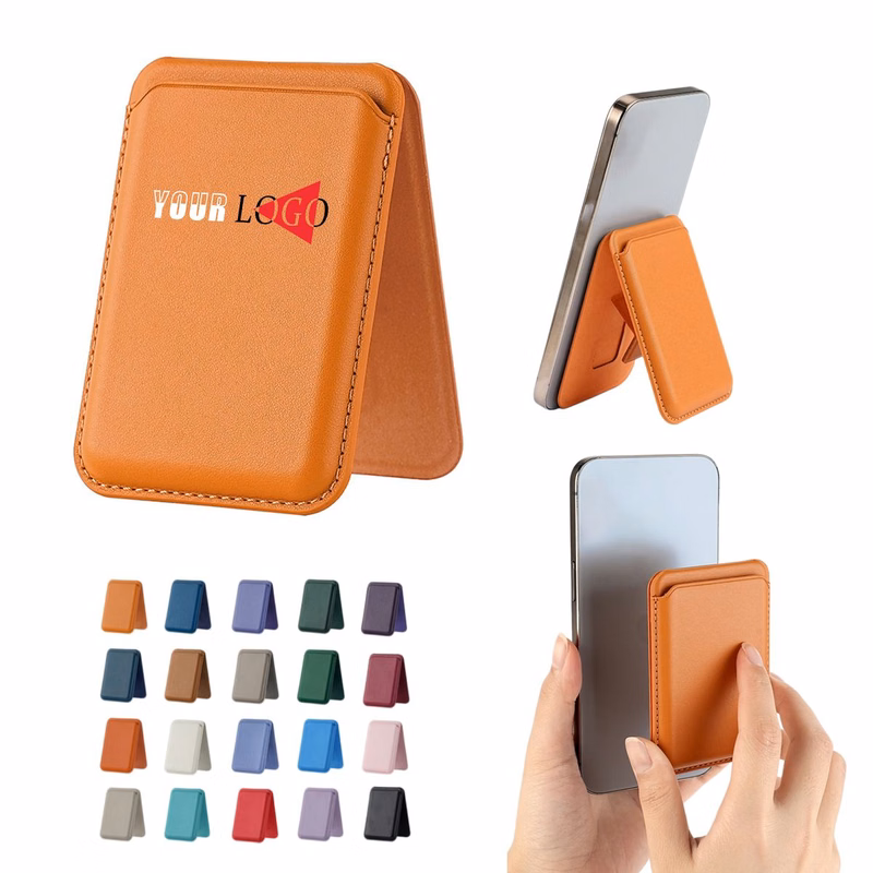 Magnetic Leather Card Holder Phone Stand Wallet 2-in-1