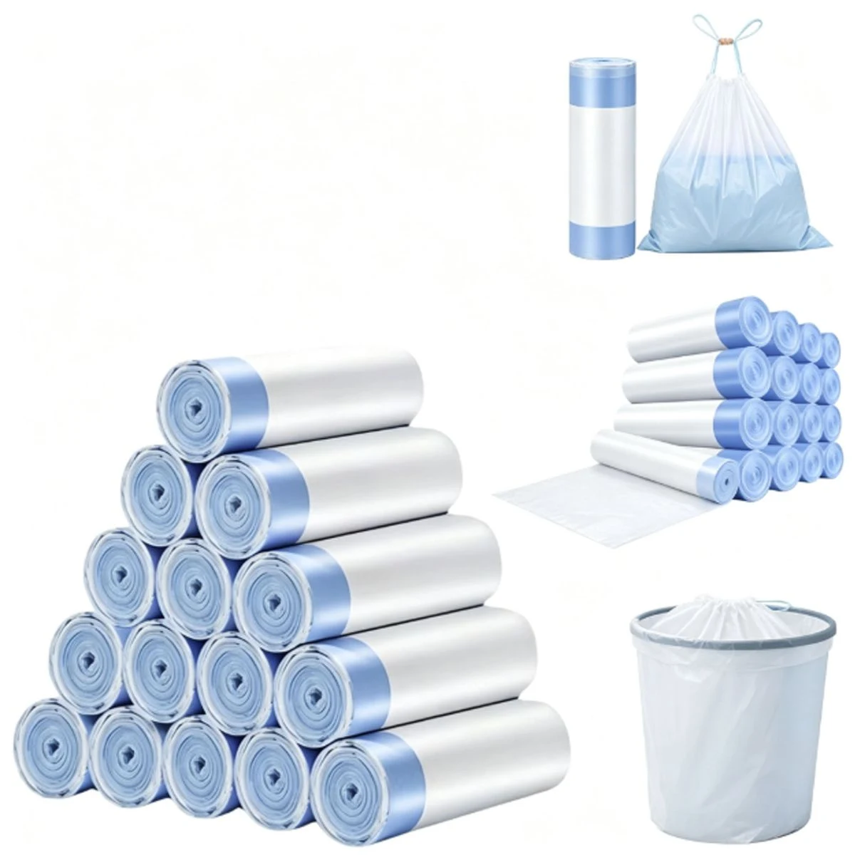 Thick White Drawstring Garbage Bag 1