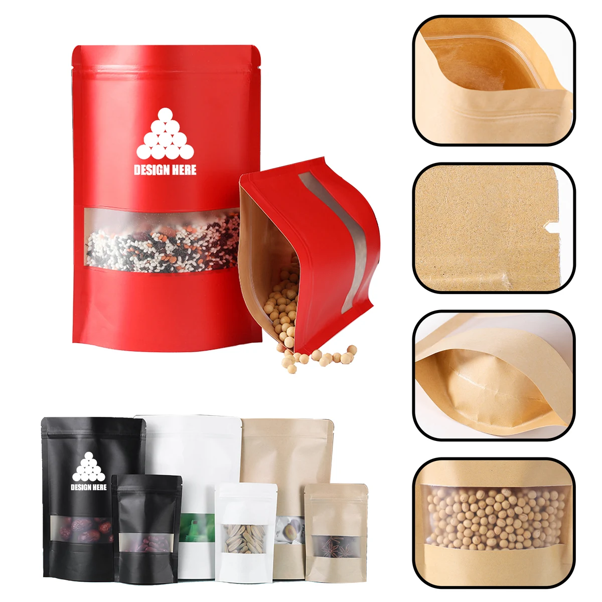 MOQ 20 PCS Kraft Paper Food Packaging Bags 1
