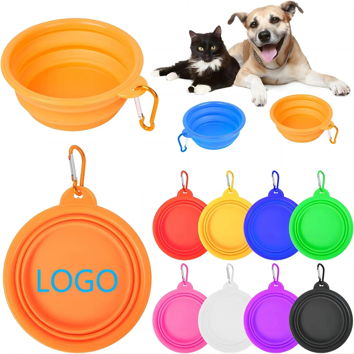 Collapsible Pet Dog Bowl With Carabiner 1