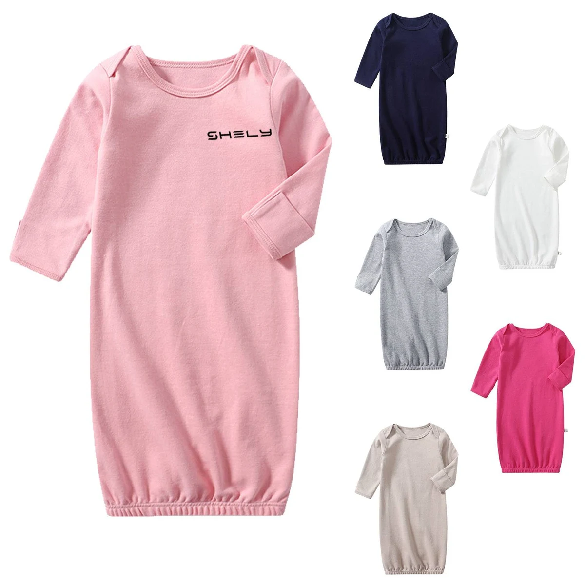 Organic Cotton Baby Sleep Gown Elastic Scallop Trim 1