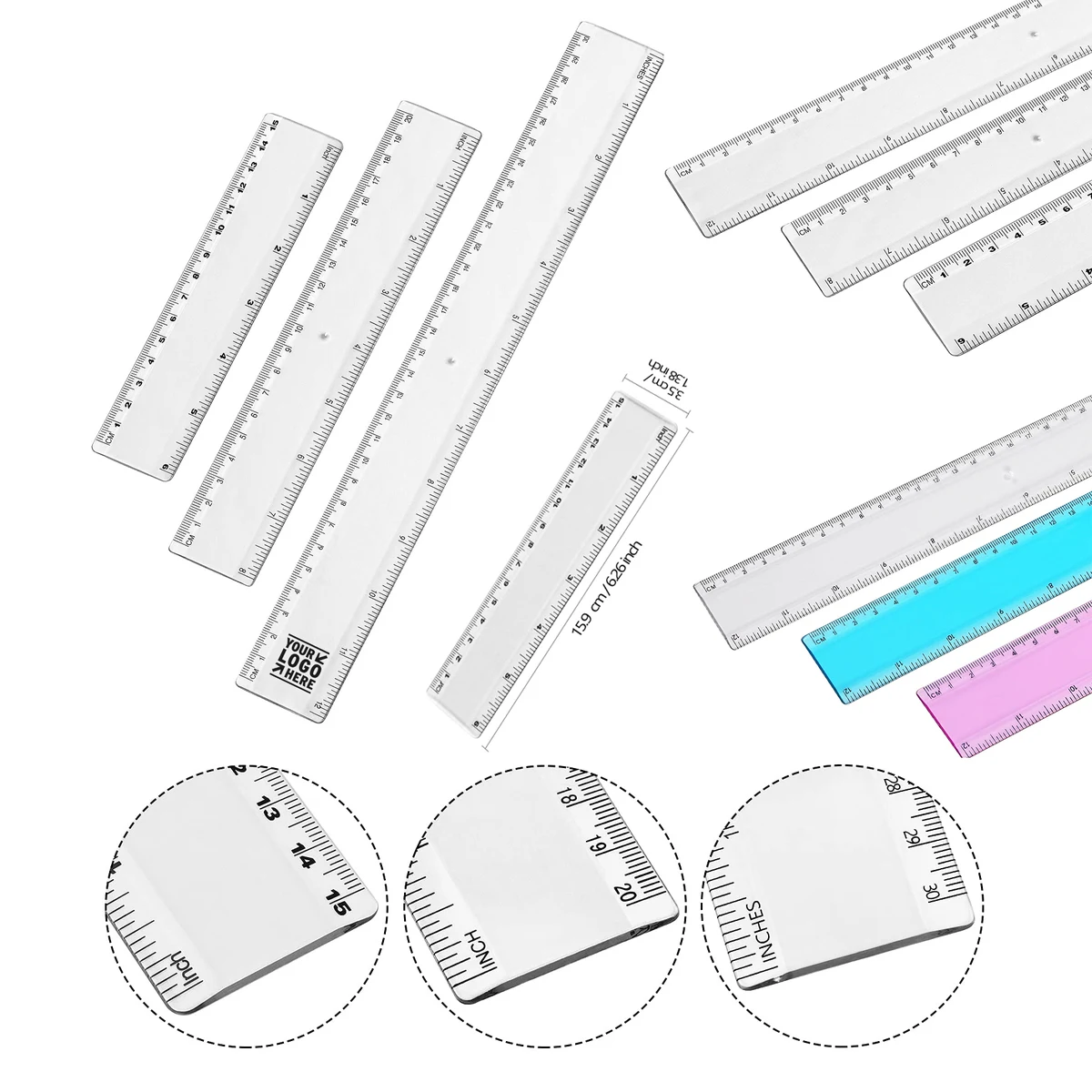 12 Inch Plastic Straight Assorted Measuring Tool Color Ruler 1
