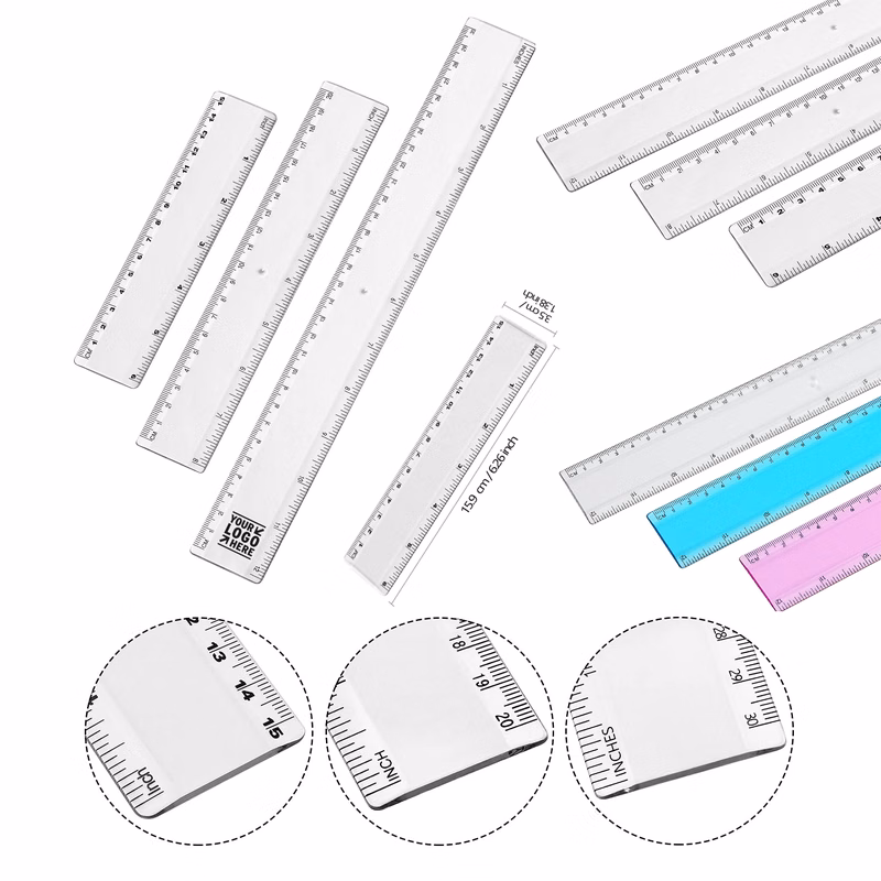 12 Inch Plastic Straight Assorted Measuring Tool Color Ruler 