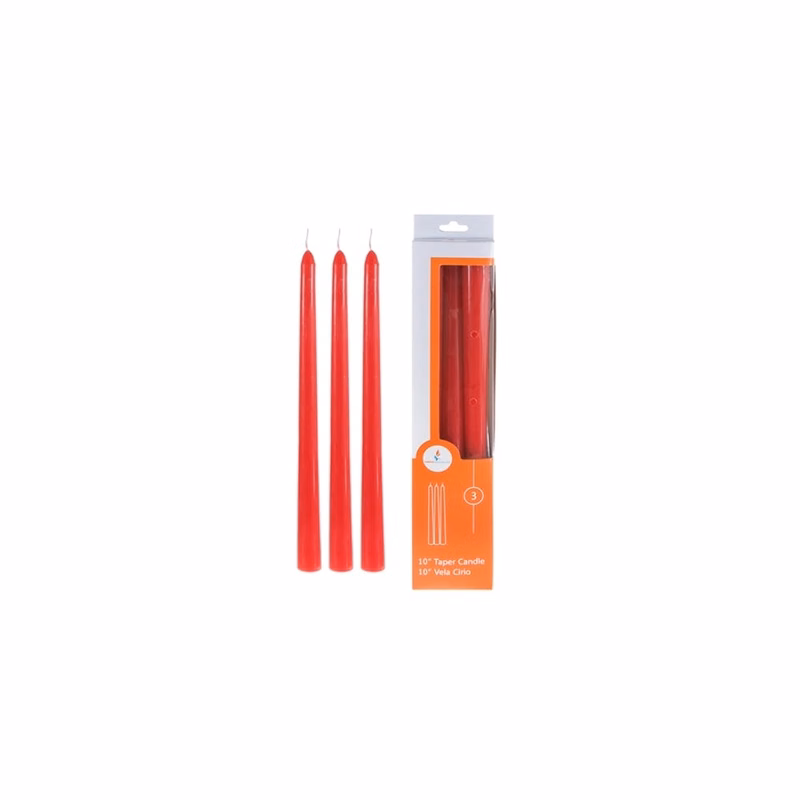 10" Taper Candles - Red Unscented 3 Pack