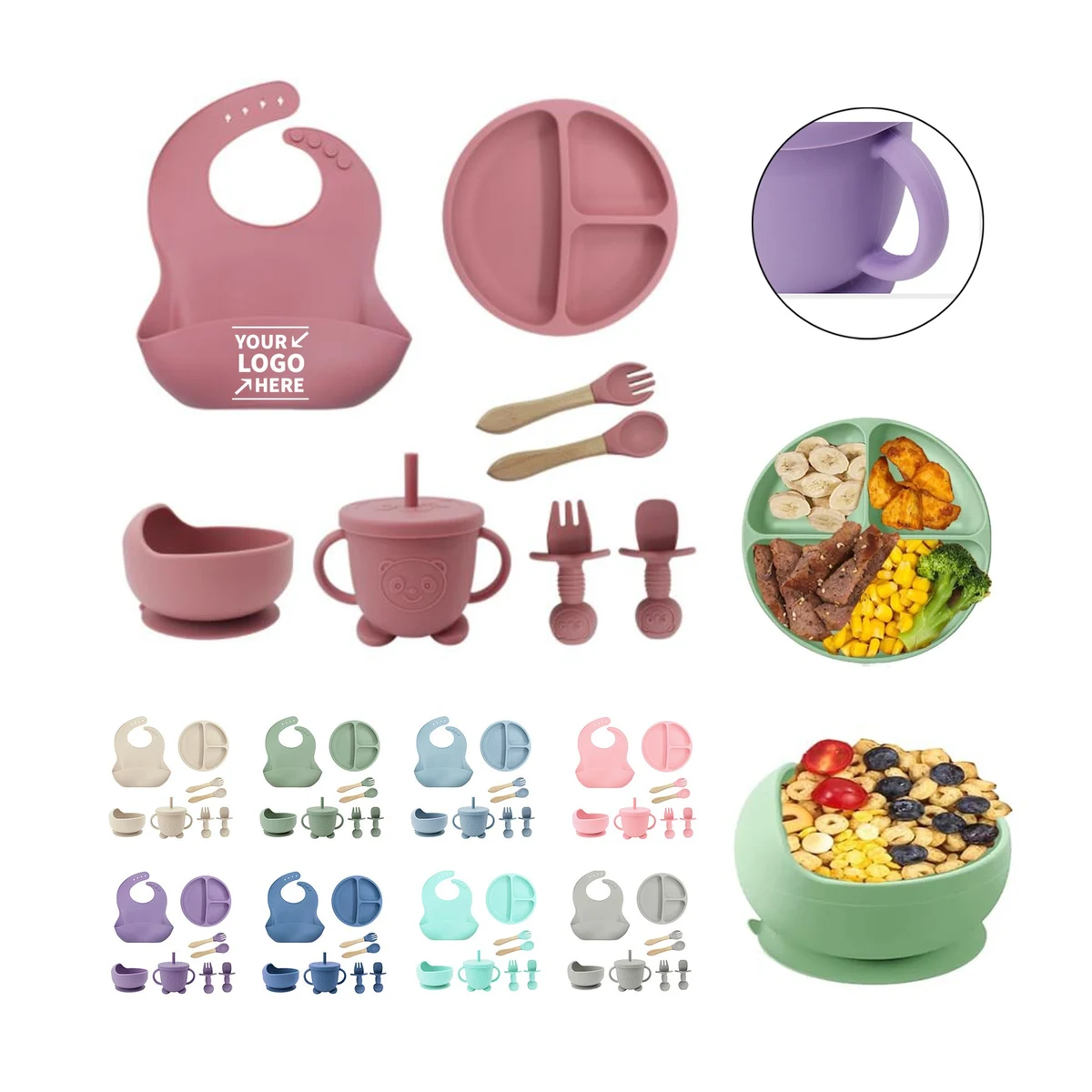 8pcs Silicone Baby Feeding Set 1