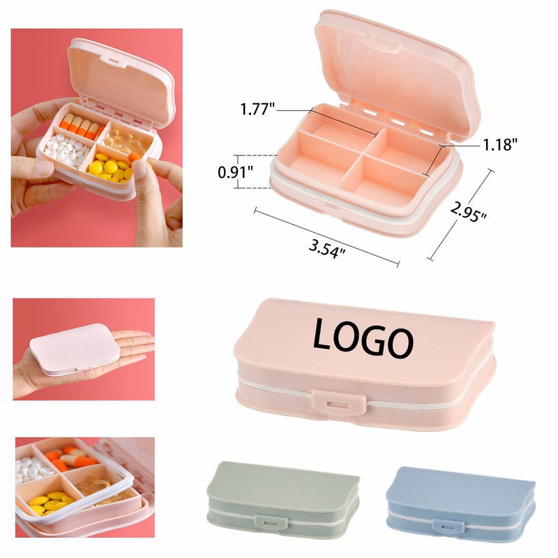 Square Clamshell Four-Compartment Medicine Box