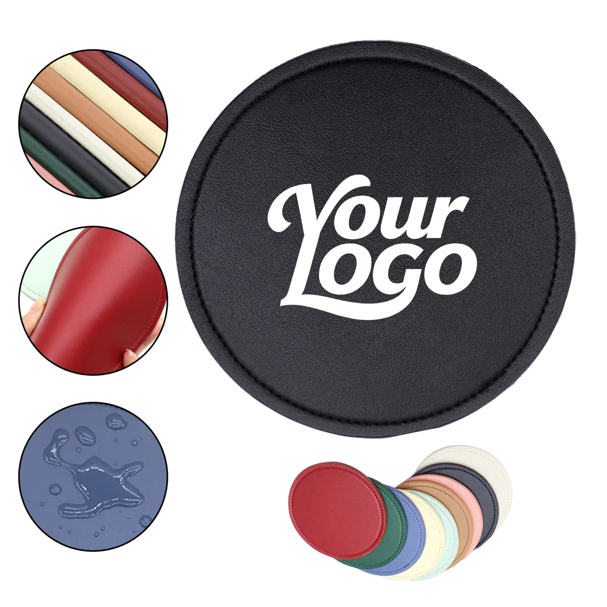 Leather Pu Drink Coasters Round Cup Mat 1