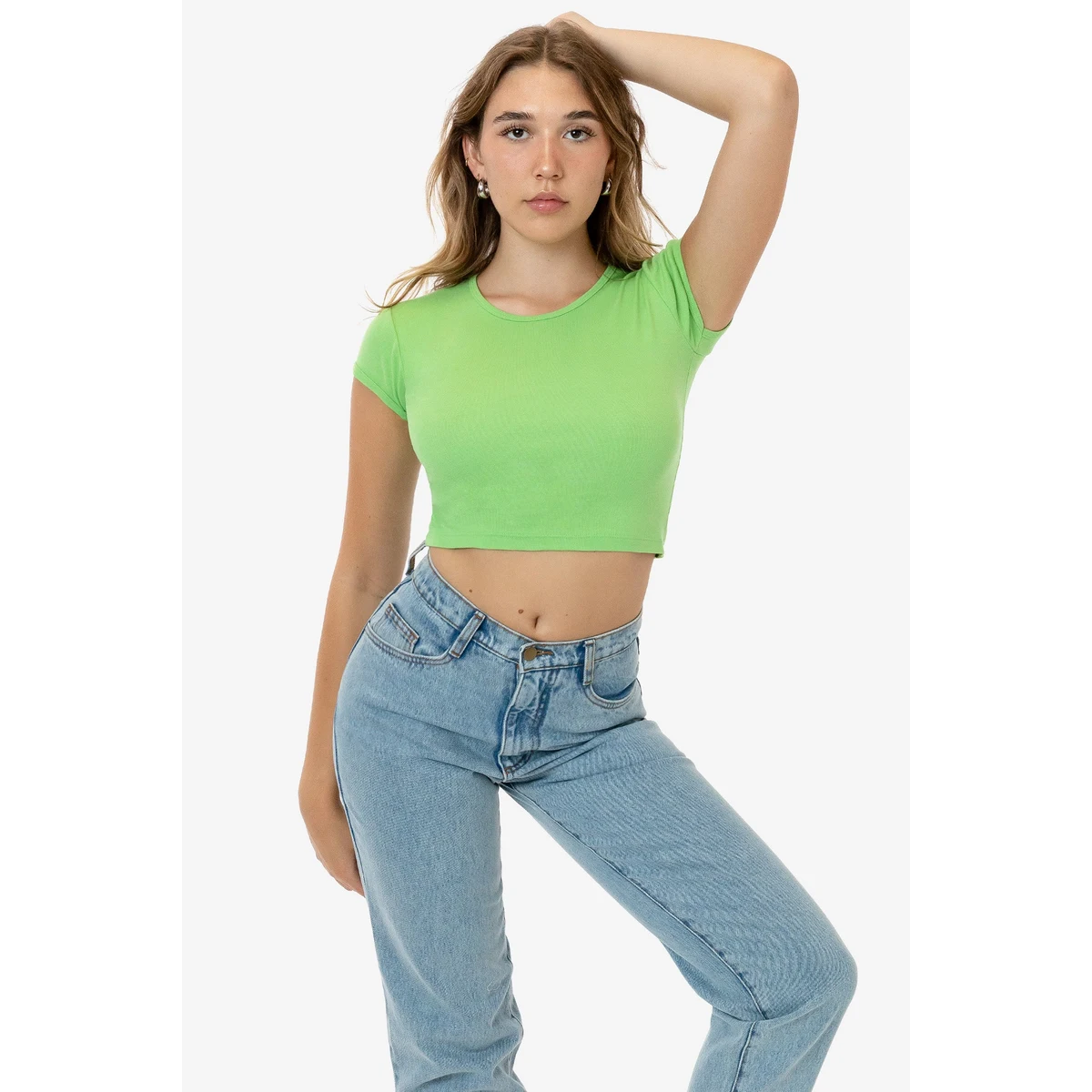 BABY RIB CAP SLEEVE CROP TOP 1