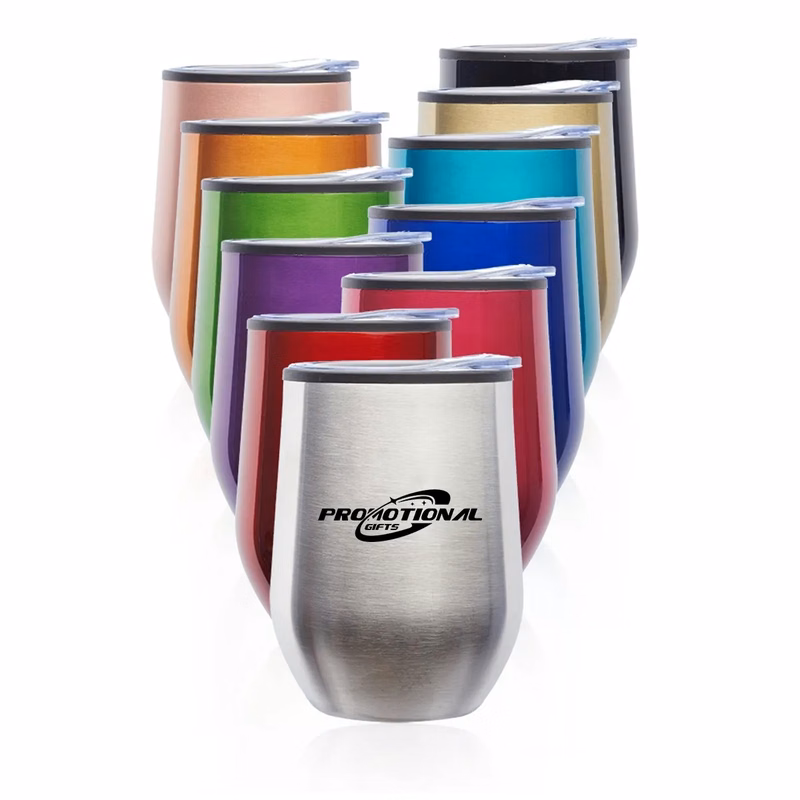 12 Oz Stemless Wine Glasses Tumbler w/Lid