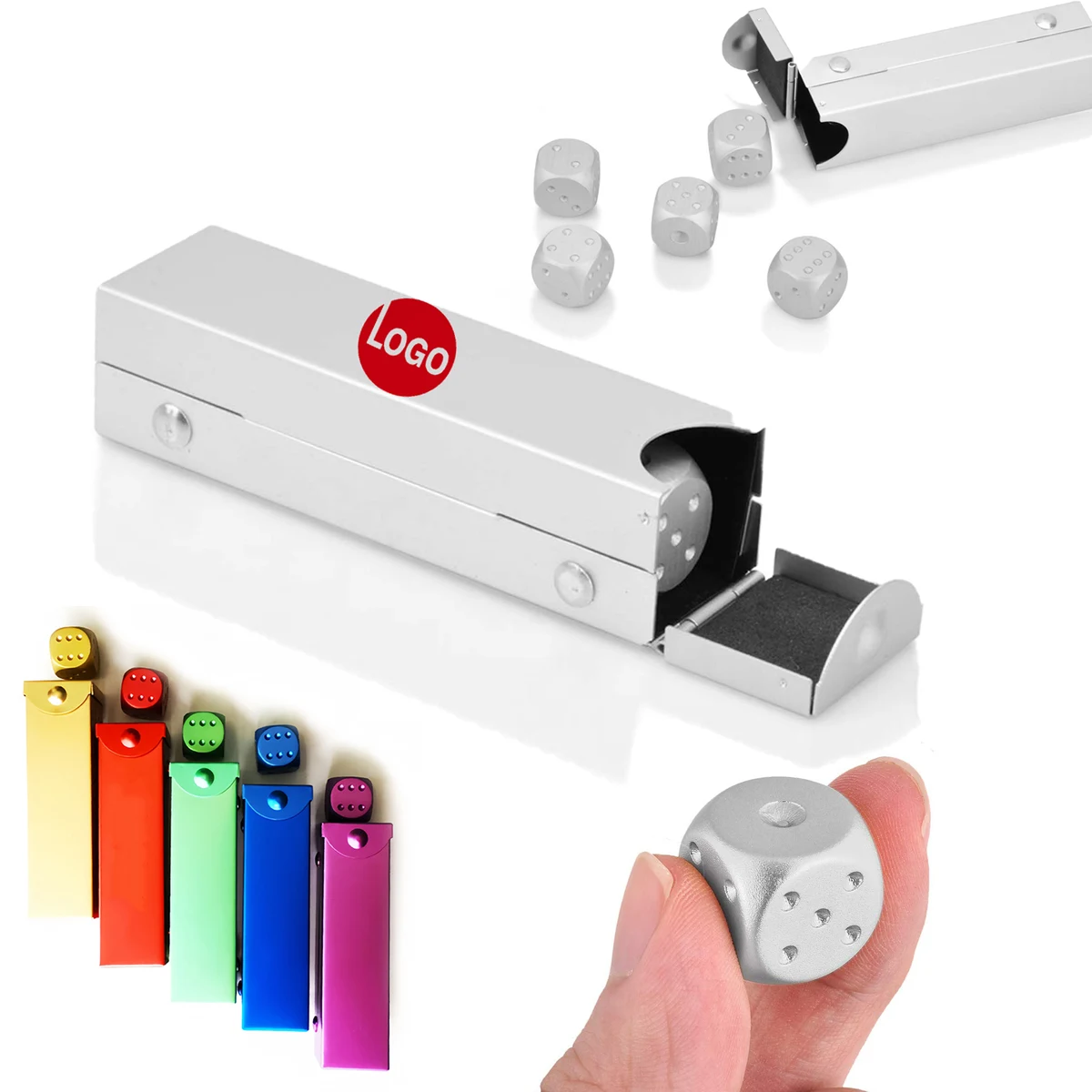 Aluminum Alloy Dice Set with Metal Storage Box 1
