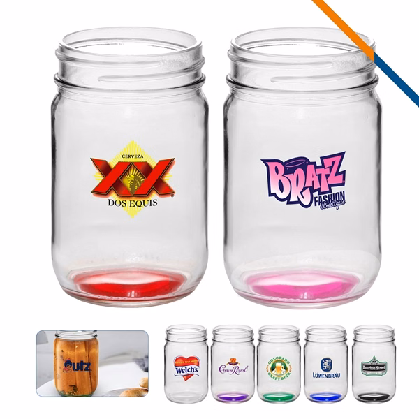 Custom 12 oz Mason Jar with Thick Durable Glass — Full-Color Party & Gifting