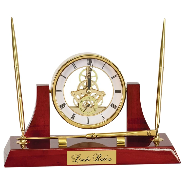Dario Executive Desk Clock/Pen Set-Gold 1