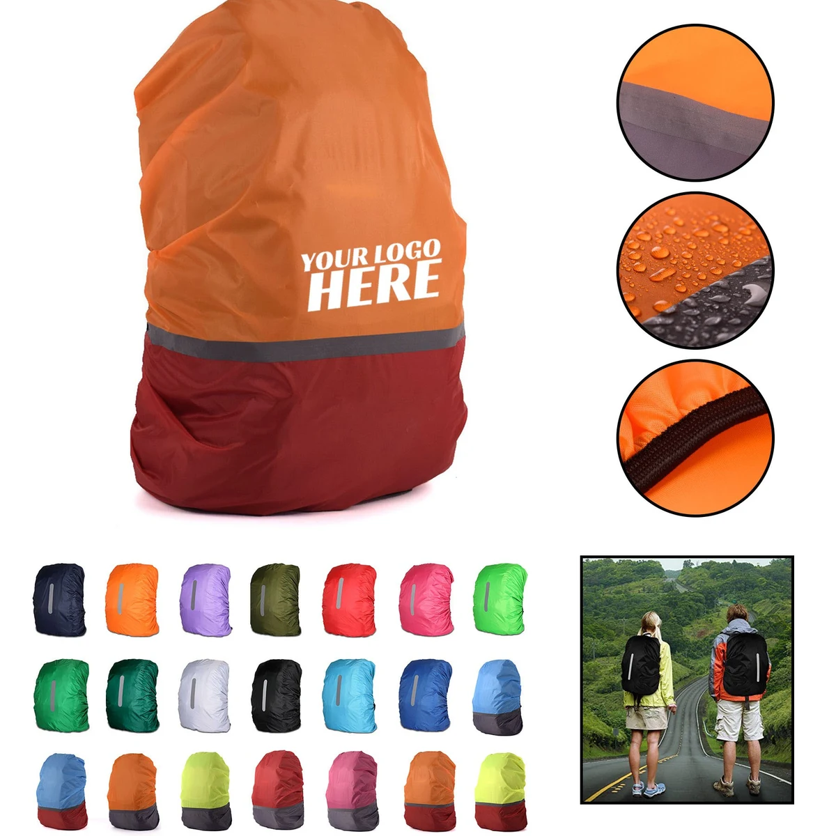 Reflective Strip Backpack Rain Cover 1