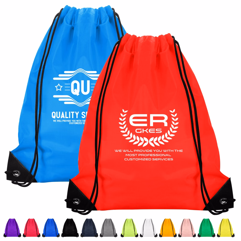 210D Polyester Drawstring Backpack With PU Corners
