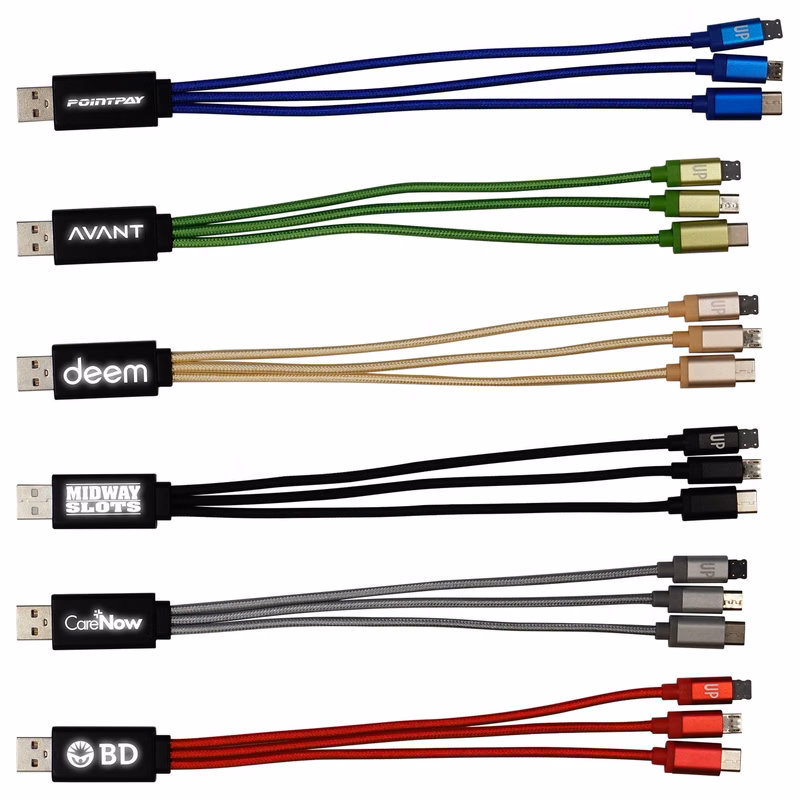 Metallic Light Up Logo Cable with Type C USB