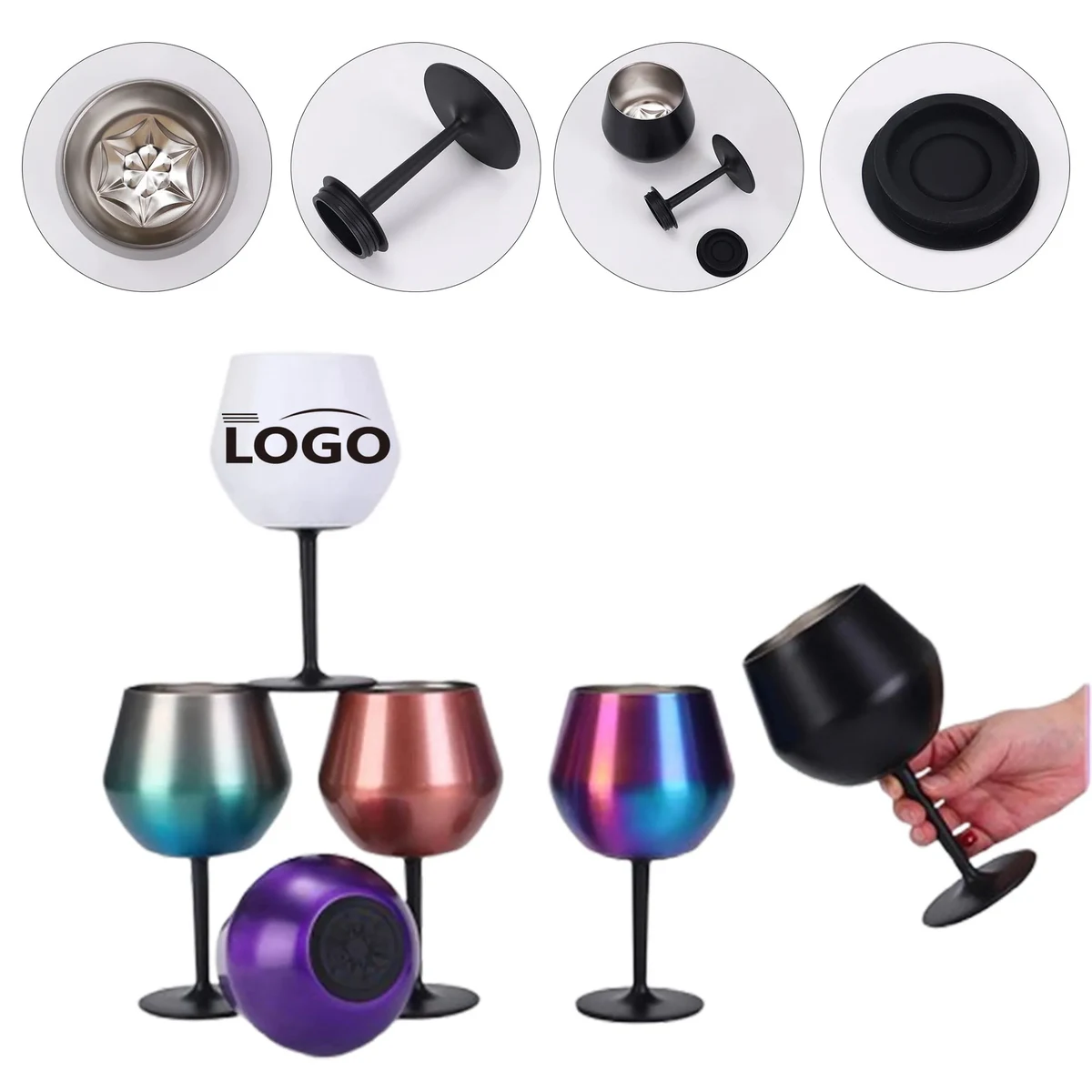 14OZ Detachable Handle Stainless Steel Goblet 1