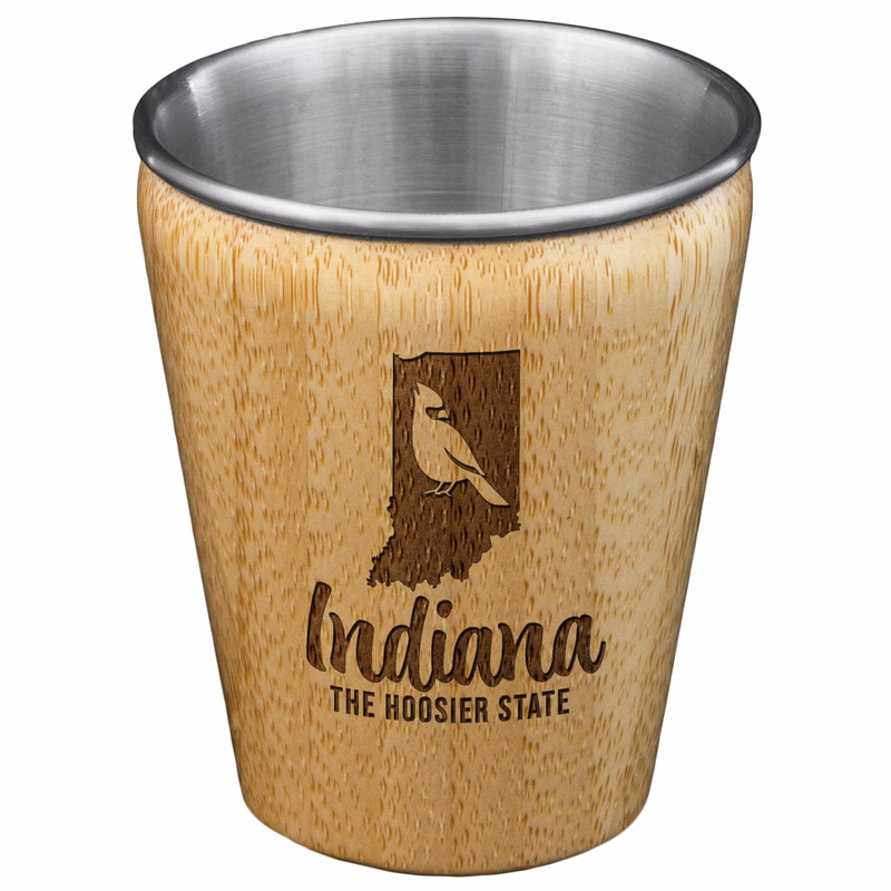 Indiana State Bamboo and Stainless Steel Shot Glass