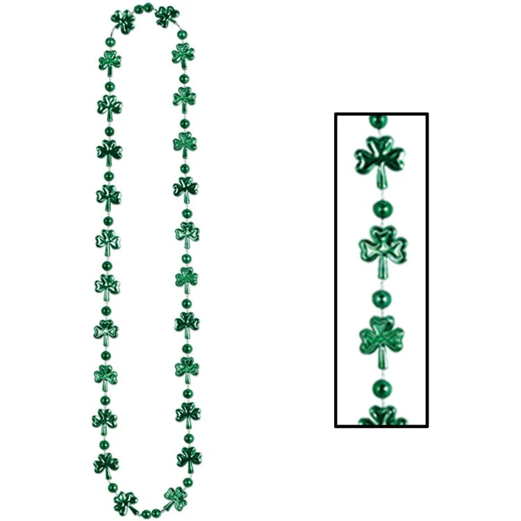 Shamrock Beads - Green 33" 1