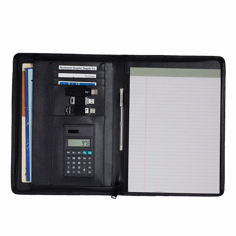 Executive Zipfolio with Calculator & USB Slots