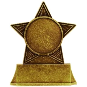 4 3/4" Antique Gold Metal Star Award w/2" Insert Holder 1
