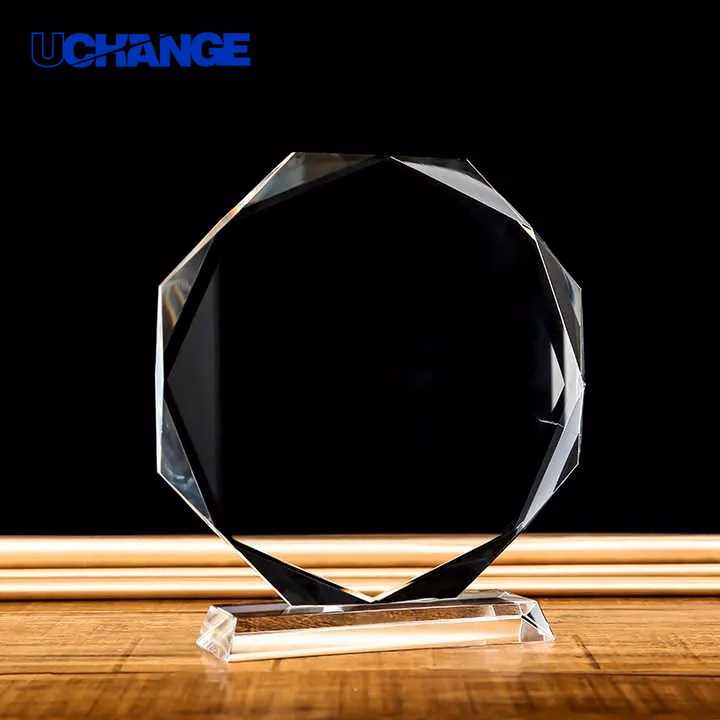 Octagonal Crystal Trophy Faceted Award Display