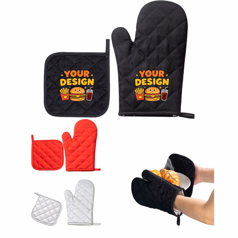 Cotton Oven Glove and Mat Set