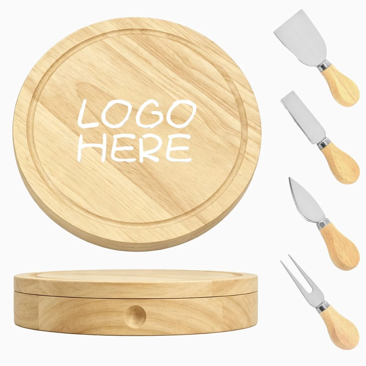 Wood?Cased 4 Piece Cheese Knife Collection 1