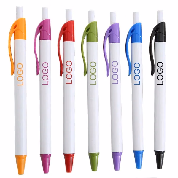 Cheap Plastic Ballpoint Pen W/ White Barrel