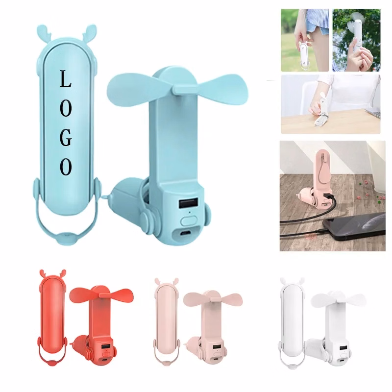 Portable Folding USB Power Bank Charging Small Fan