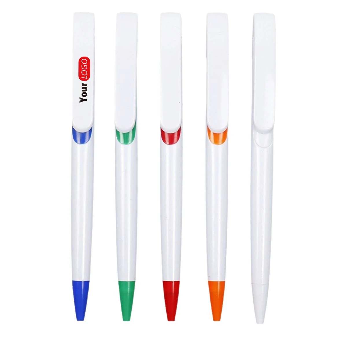 Custom Logo Plastic Push Ballpoint Pen, custom pen with logo imprint 1