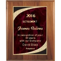 7" x 9" Cherry Finish Plaque with Red Majestic Plate 1