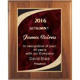 7" x 9" Cherry Finish Plaque with Red Majestic Plate