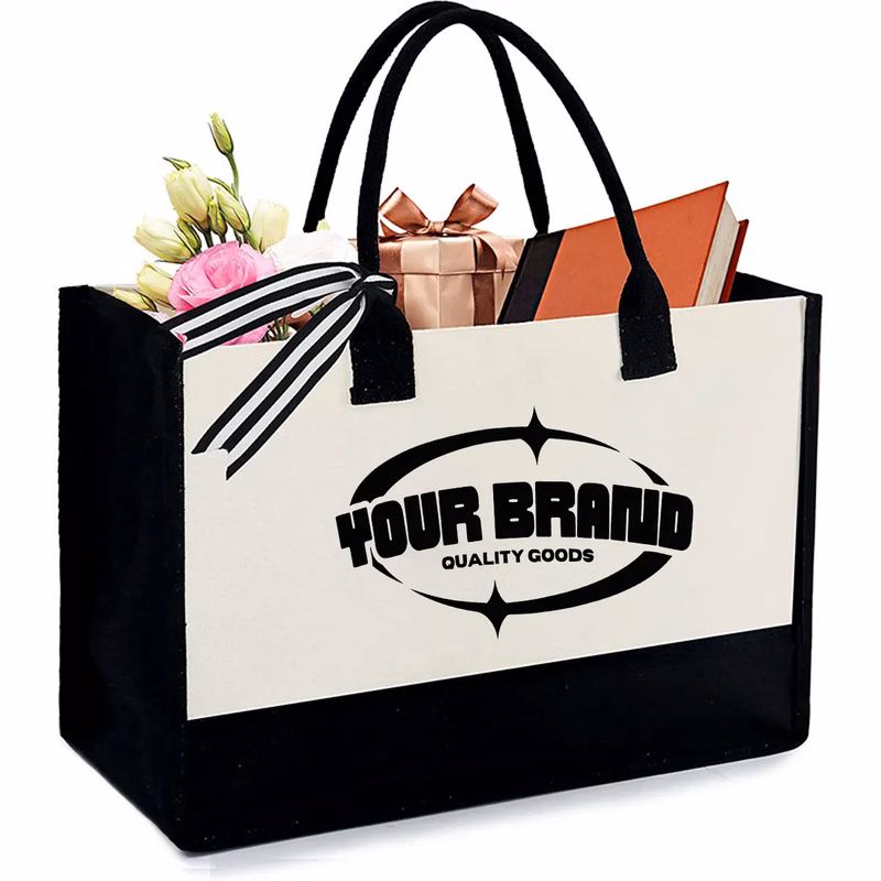 Personalized Tote Canvas Bag with Embroidered Pocket