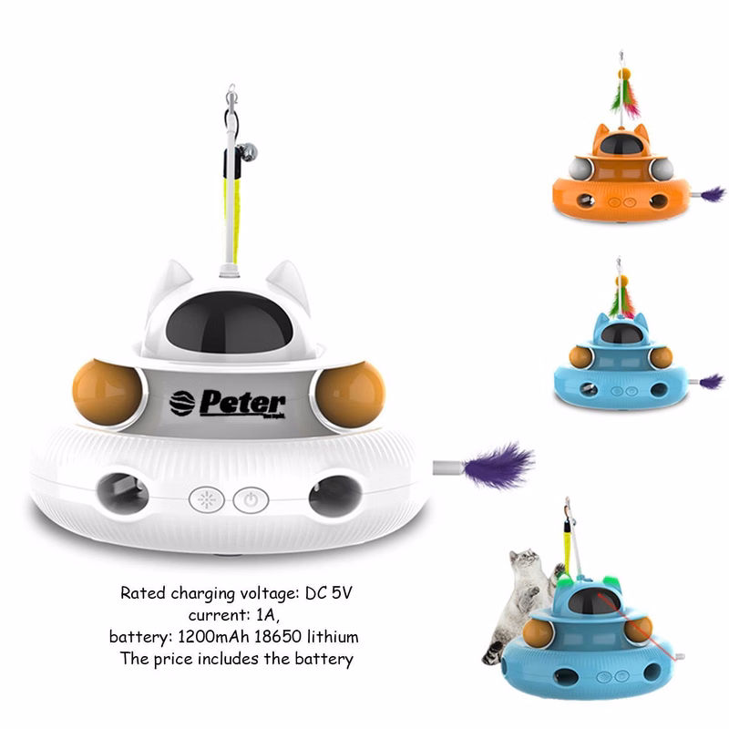 Indoor Interactive Cat Toy w/ Laser & Feather Wand