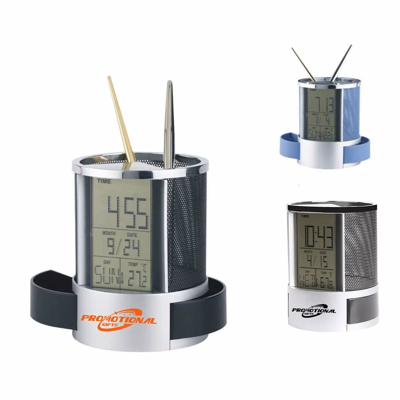 Multi-Function Desk Holder Caddy Clock
