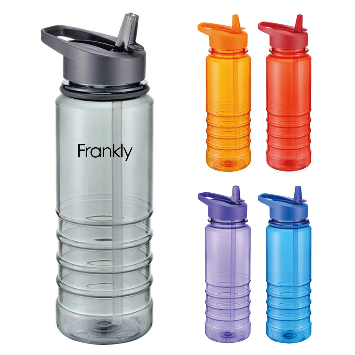 Plastic Sports Water Bottle with Flip Straw 1