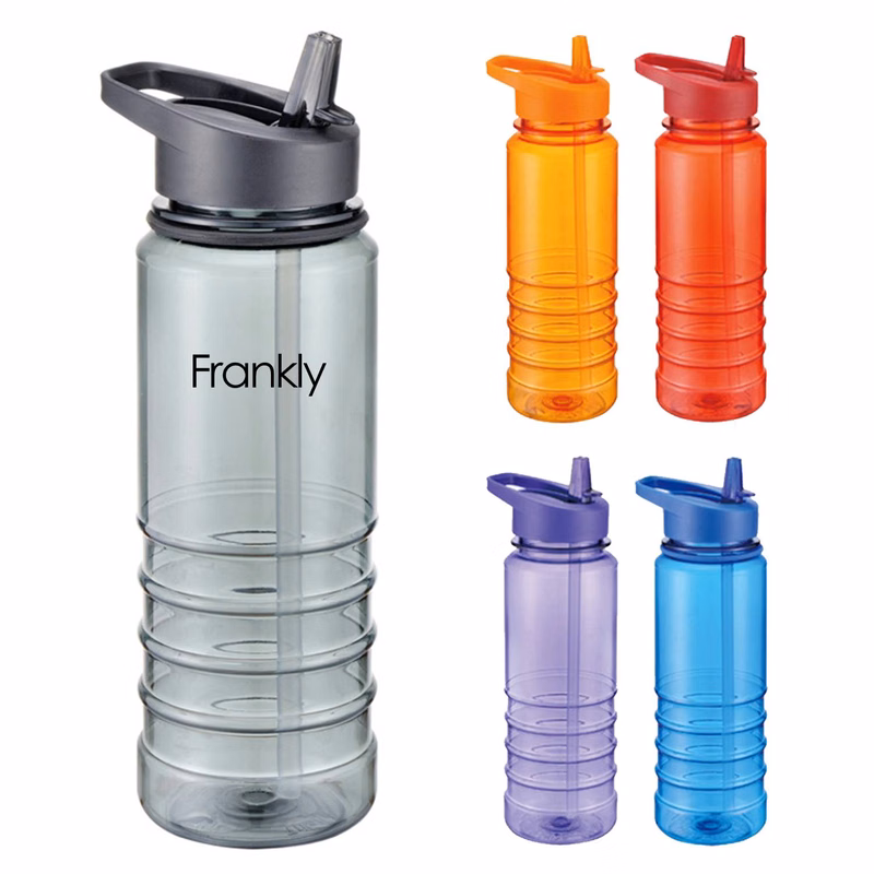 Plastic Sports Water Bottle with Flip Straw