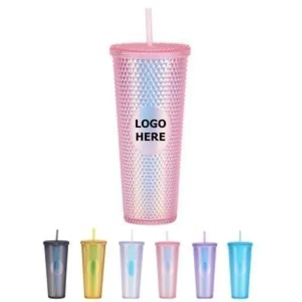 24Oz Glitter Studded Tumbler With Lid And Straw 1