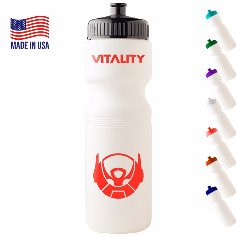 Bike Bottle USA made 28 oz plastic water bottles push spout