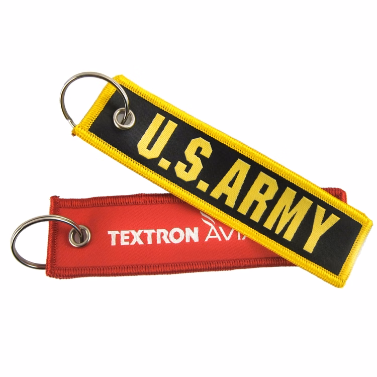 Woven Rectangle-Shaped Key Fob w/ Grommet & Split Ring - "Elite" Weave