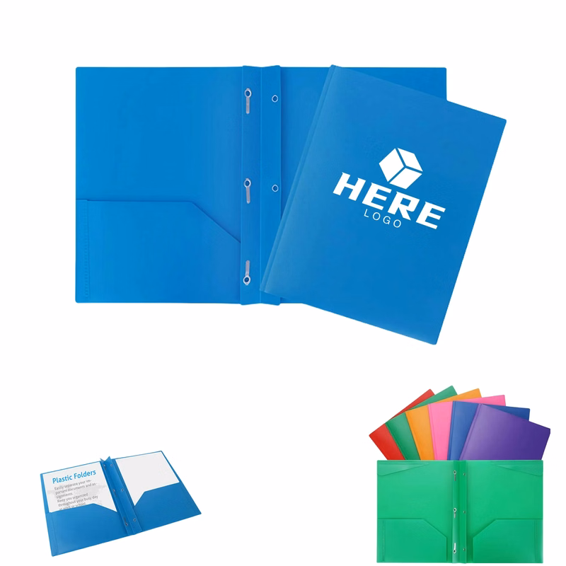 Plastic File 3 Hole Punch Folders with 2 Pockets(A4 Size)