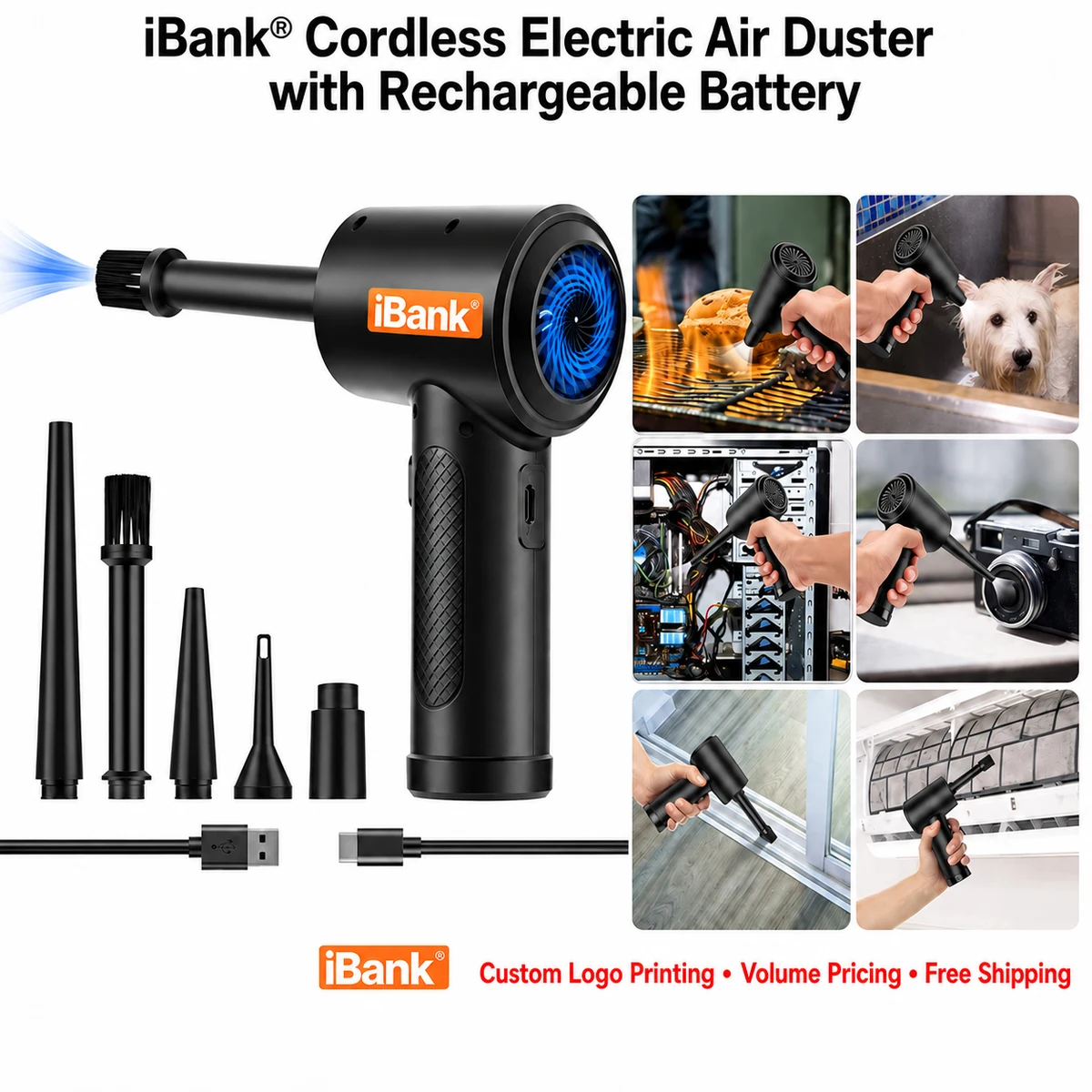 iBank ® Cordless Electric Air Duster with Rechargeable Battery 1