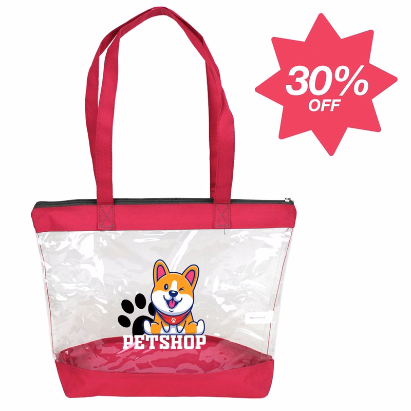 30% OFF - Rose Pink Basic Clear Zipper Tote